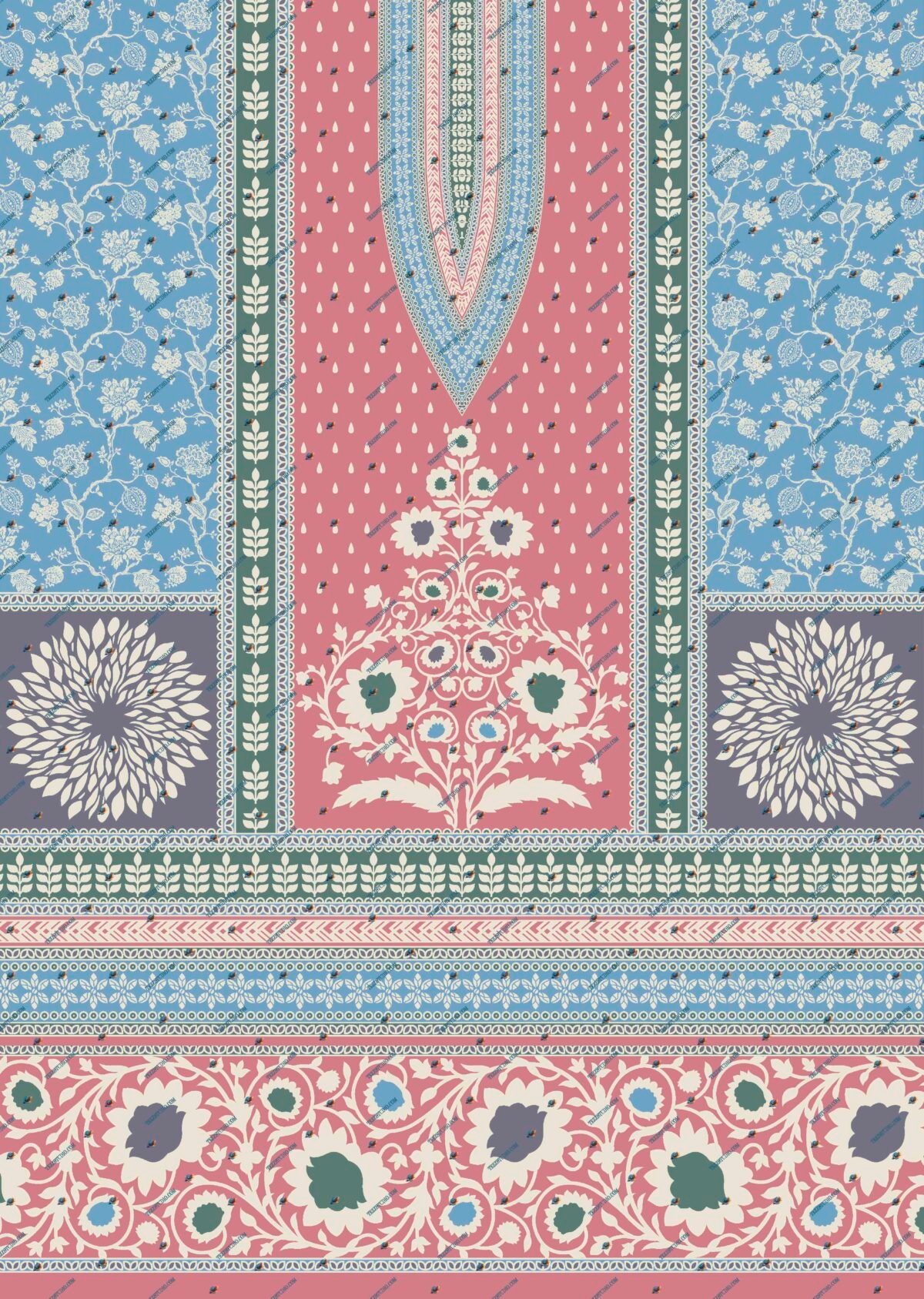 Flowers Kurti Design Pattern – Digital Textile Print