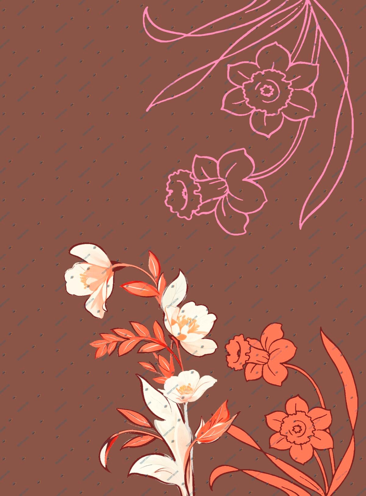 Flowers Kurti Design Pattern – Digital Textile Print - Image 3