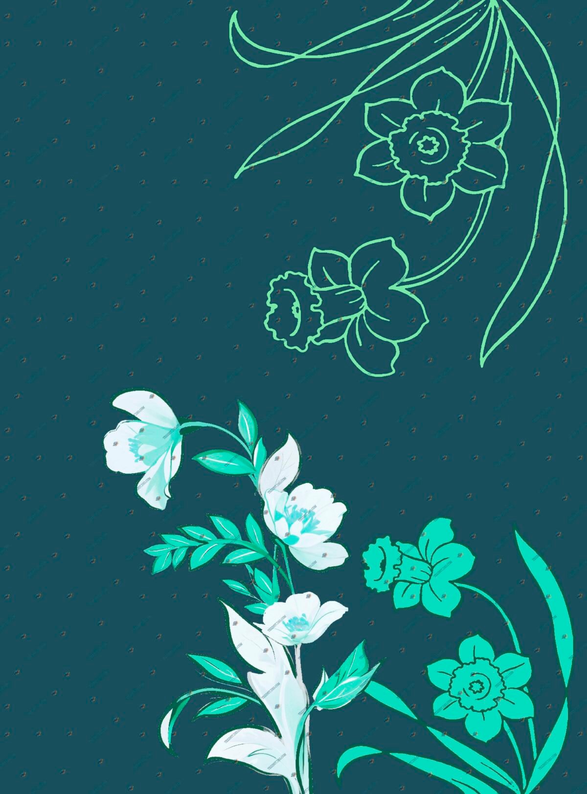 Flowers Kurti Design Pattern – Digital Textile Print - Image 4