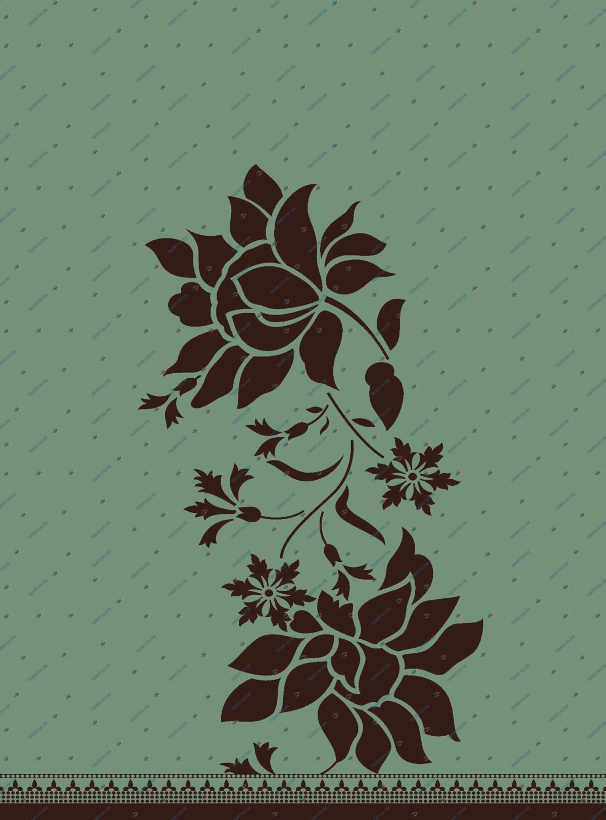 Flowers Kurti Design Pattern – Digital Textile Print - Image 2
