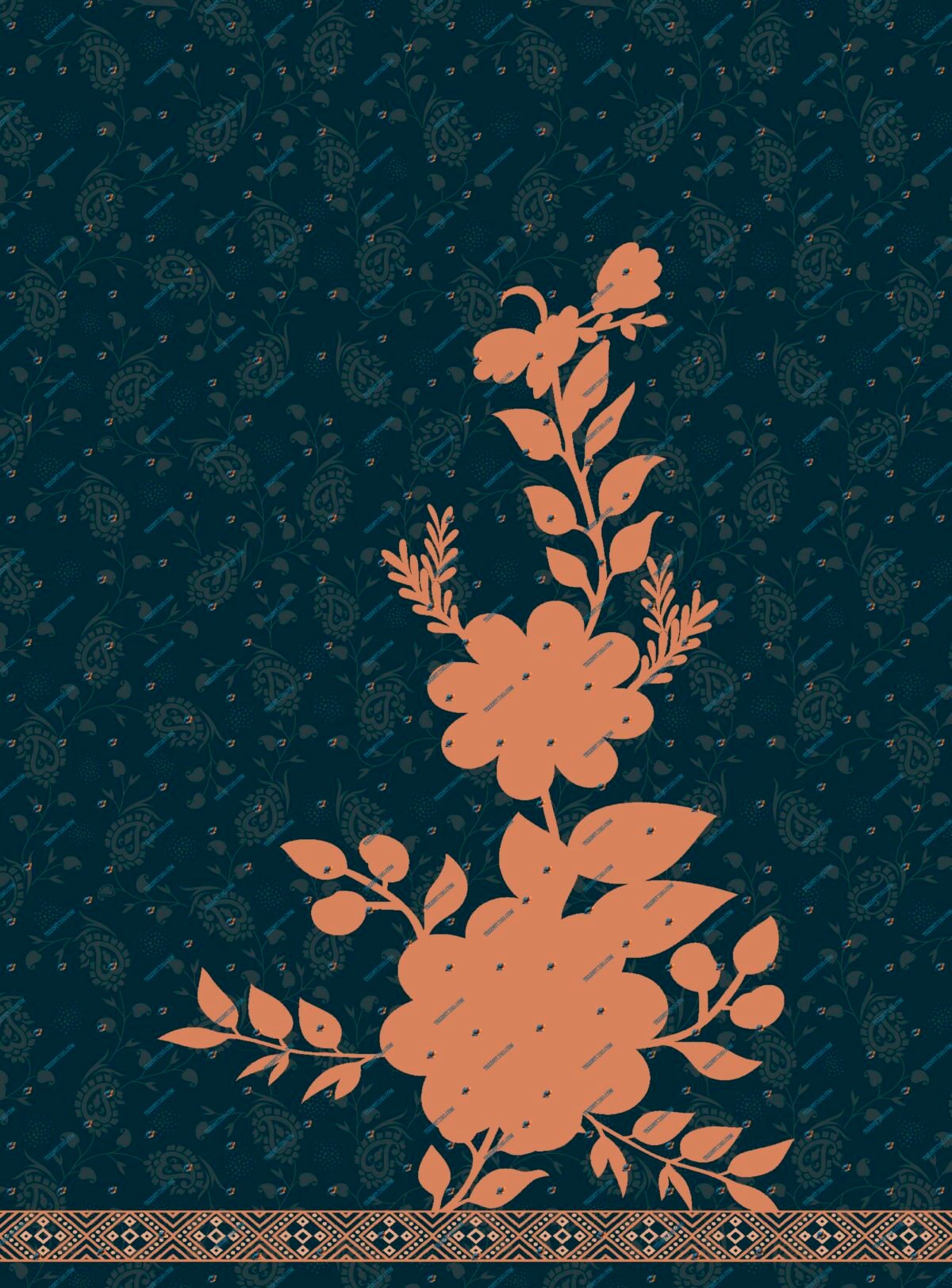 Flowers Kurti Design Pattern – Digital Textile Print - Image 2