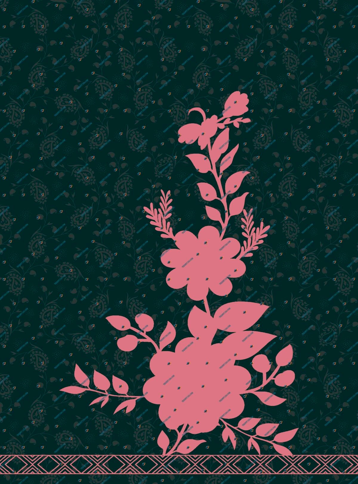 Flowers Kurti Design Pattern – Digital Textile Print - Image 4