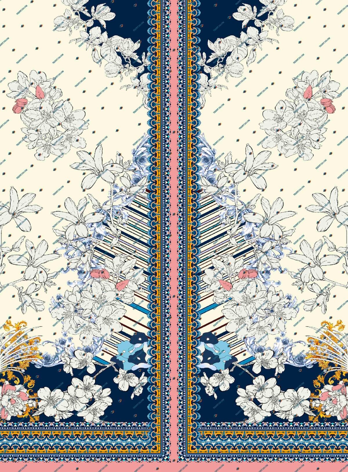 Flowers Kurti Design Pattern – Digital Textile Print