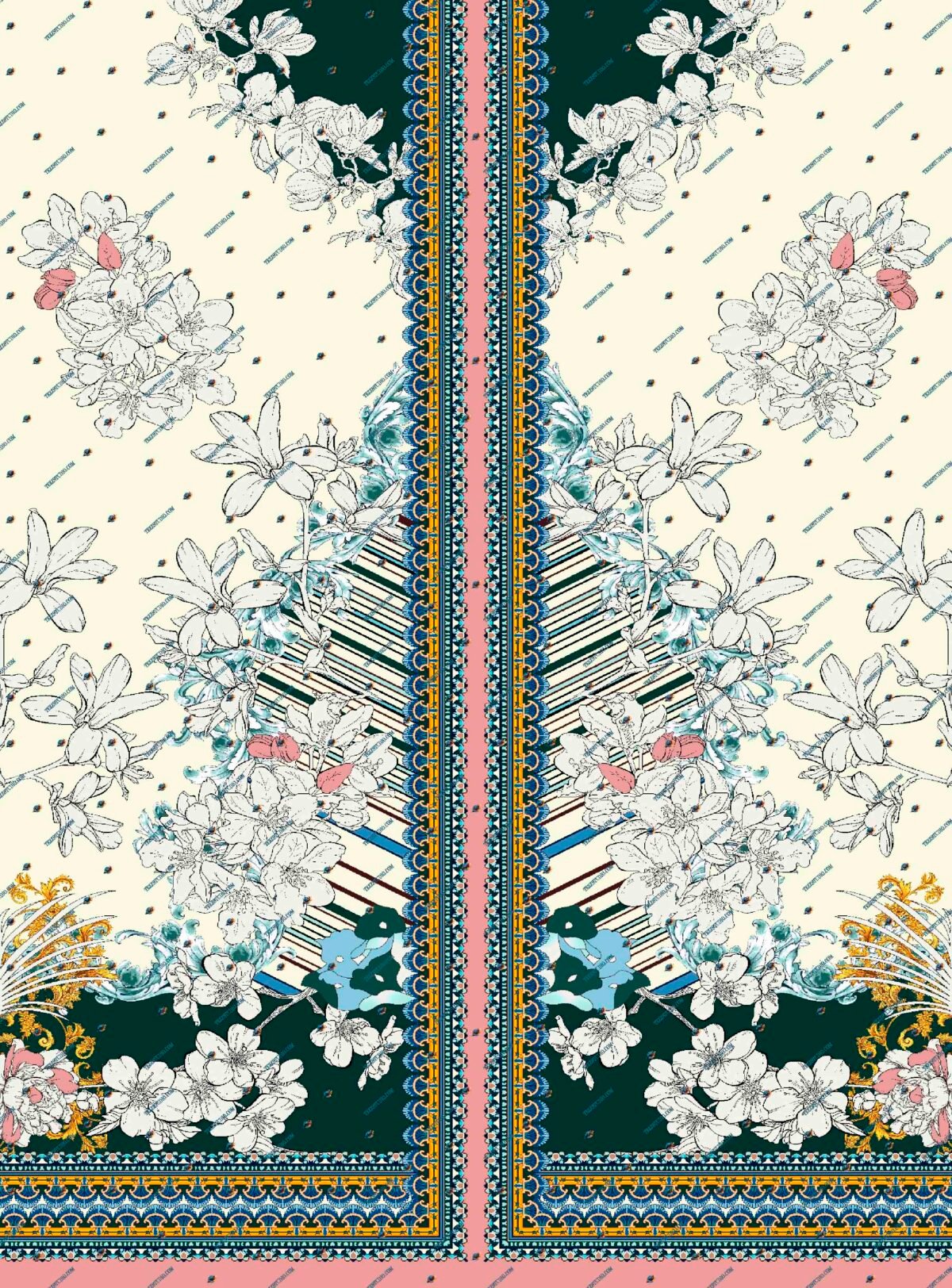 Flowers Kurti Design Pattern – Digital Textile Print - Image 3