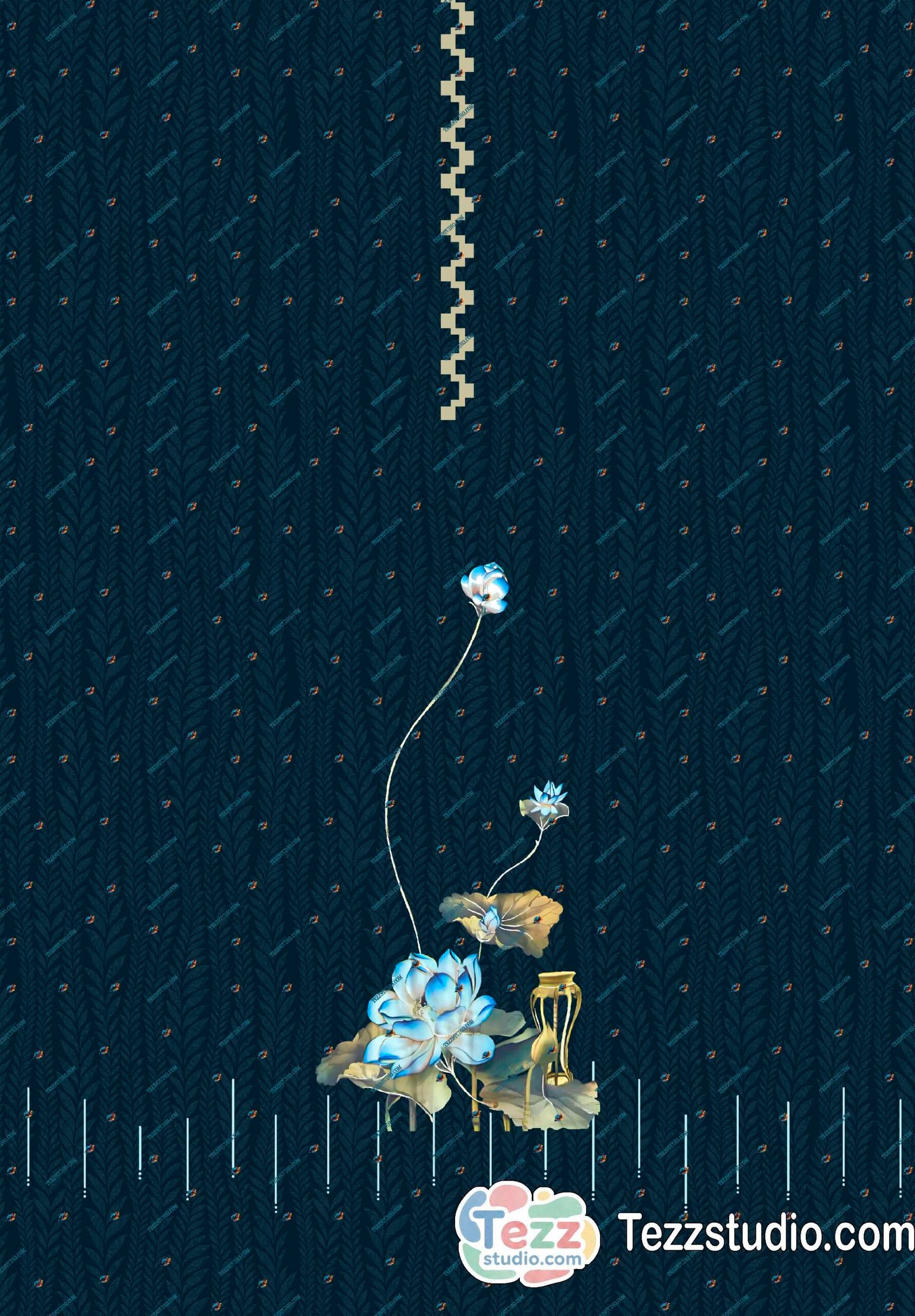 Elegant Lotus Floral Printed Kurti with Vertical Border Design – Premium Ethnic Wear - Image 5