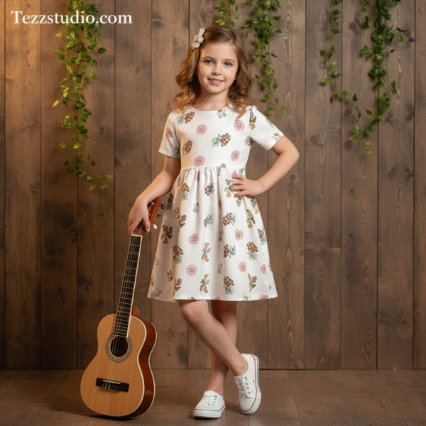 Pastel Geometric Floral Allover Repeat Pattern on White Background