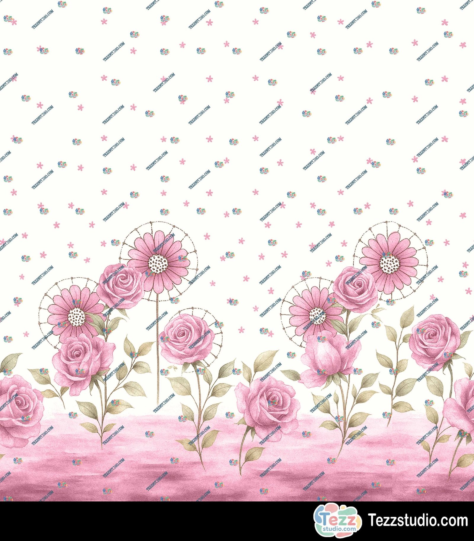 Elegant Pink Rose Watercolor Floral Border Design - Image 4