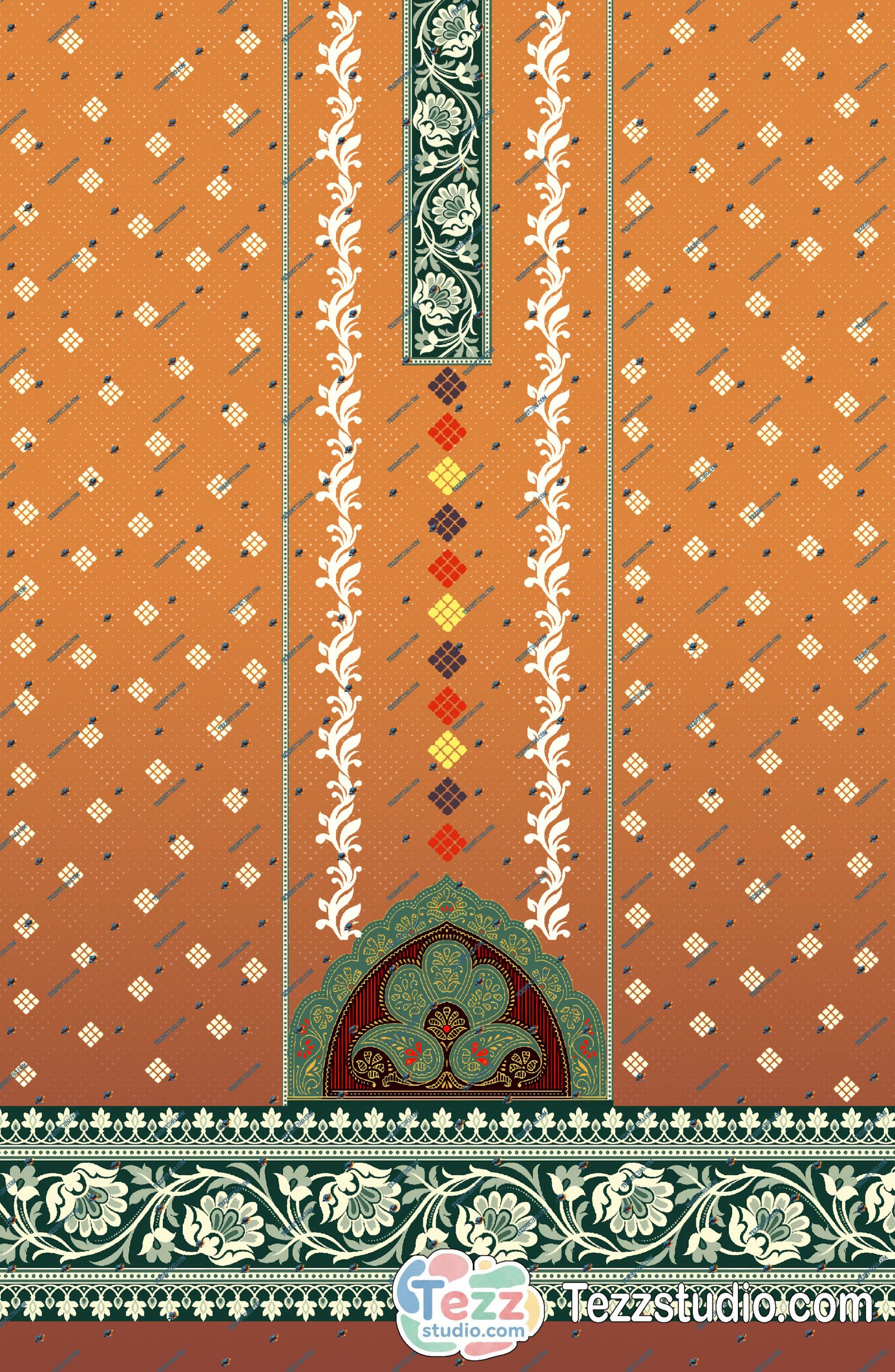 Traditional Printed Kurti with Ethnic Border, Central Panel & Mughal Motif - Image 4