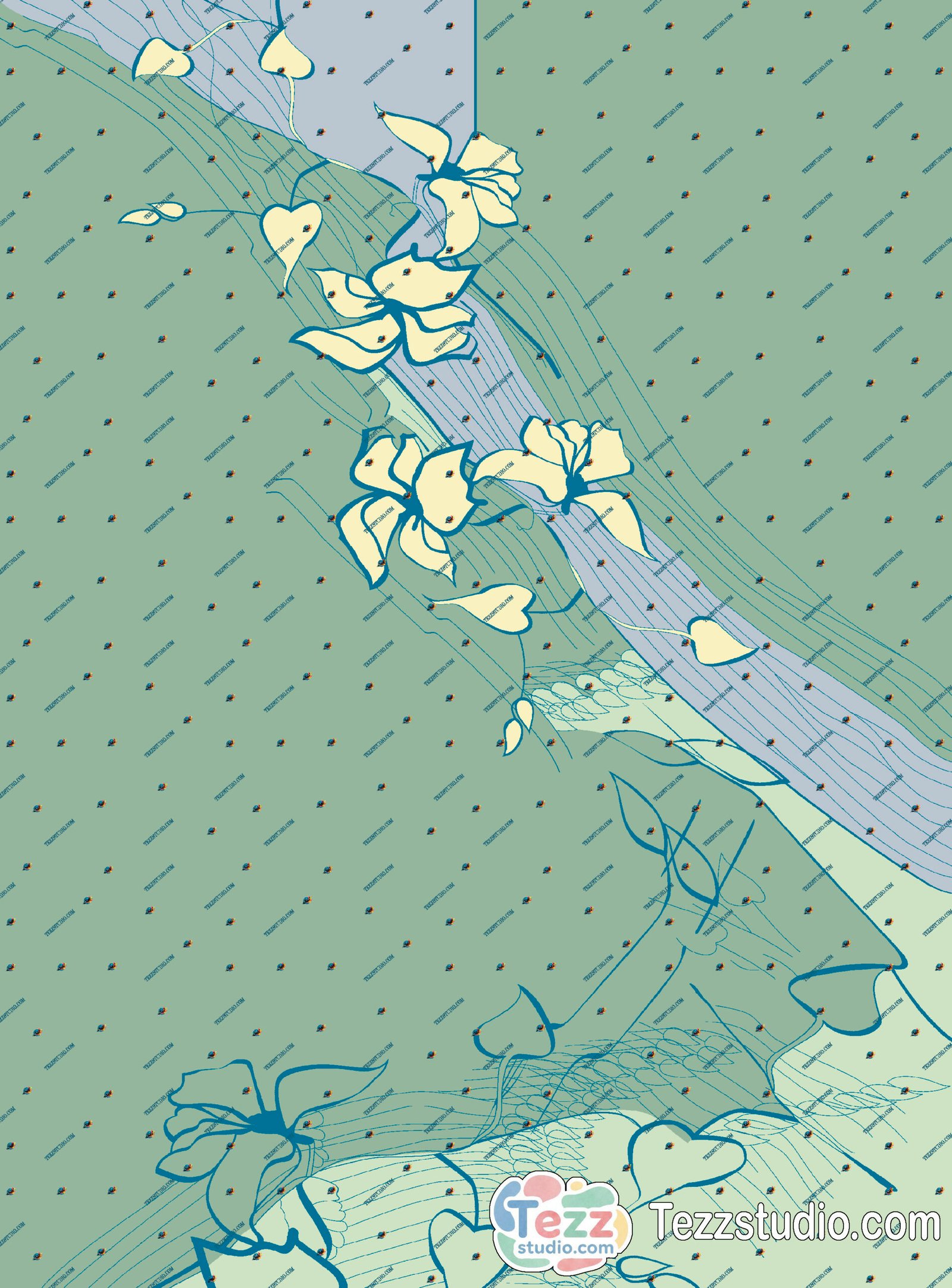 Elegant Floral Abstract Print Kurti Fabric – Pastel Flow Design - Image 4