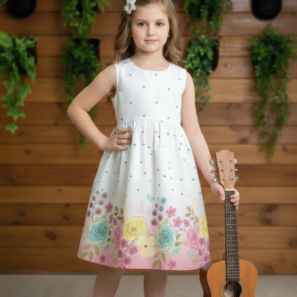 Soft Pastel Floral Border Design on White Background – Elegant Hand Drawn Flower Border