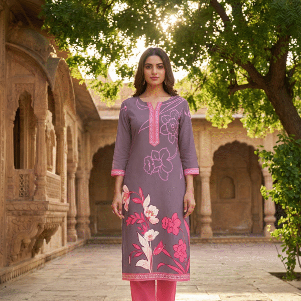 Elegant Pink Floral Allover Textile Pattern with Artistic Botanical Motifs