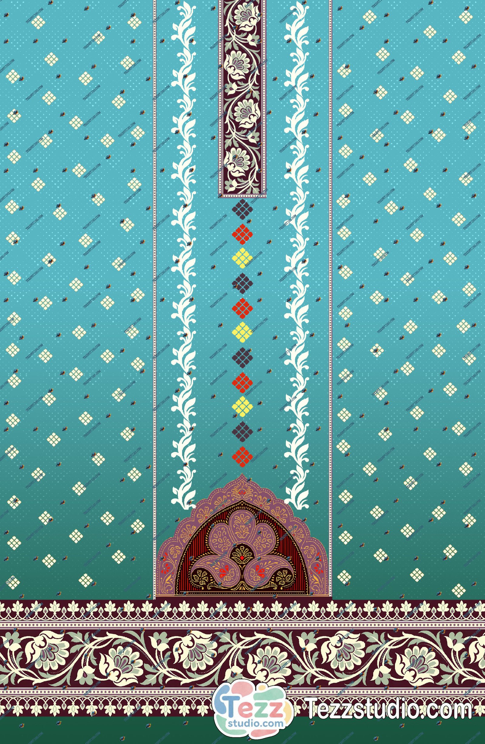 Traditional Printed Kurti with Ethnic Border, Central Panel & Mughal Motif - Image 5