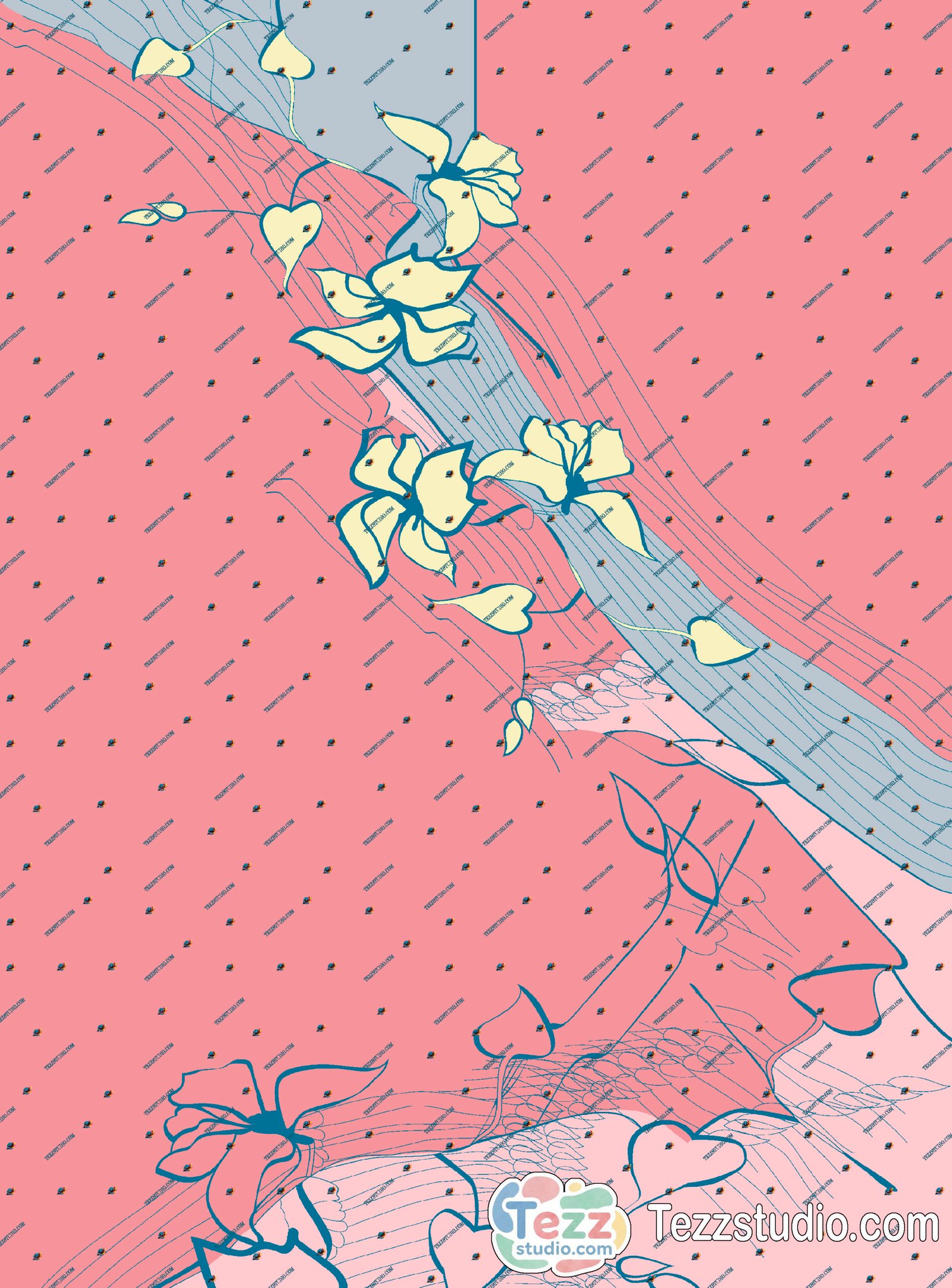 Elegant Floral Abstract Print Kurti Fabric – Pastel Flow Design - Image 5