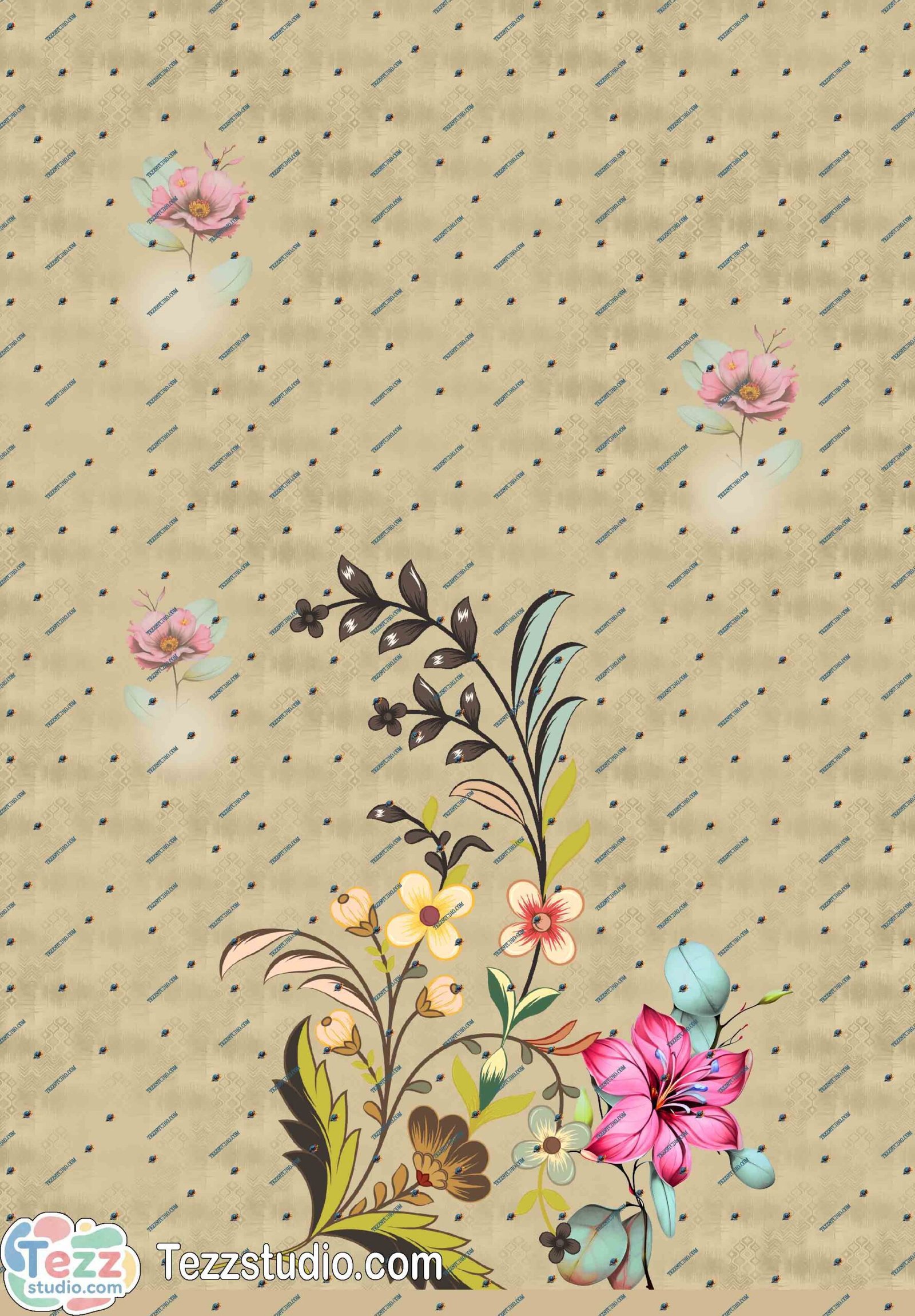 Elegant Pink Floral Allover Textile Pattern with Artistic Botanical Motifs - Image 5