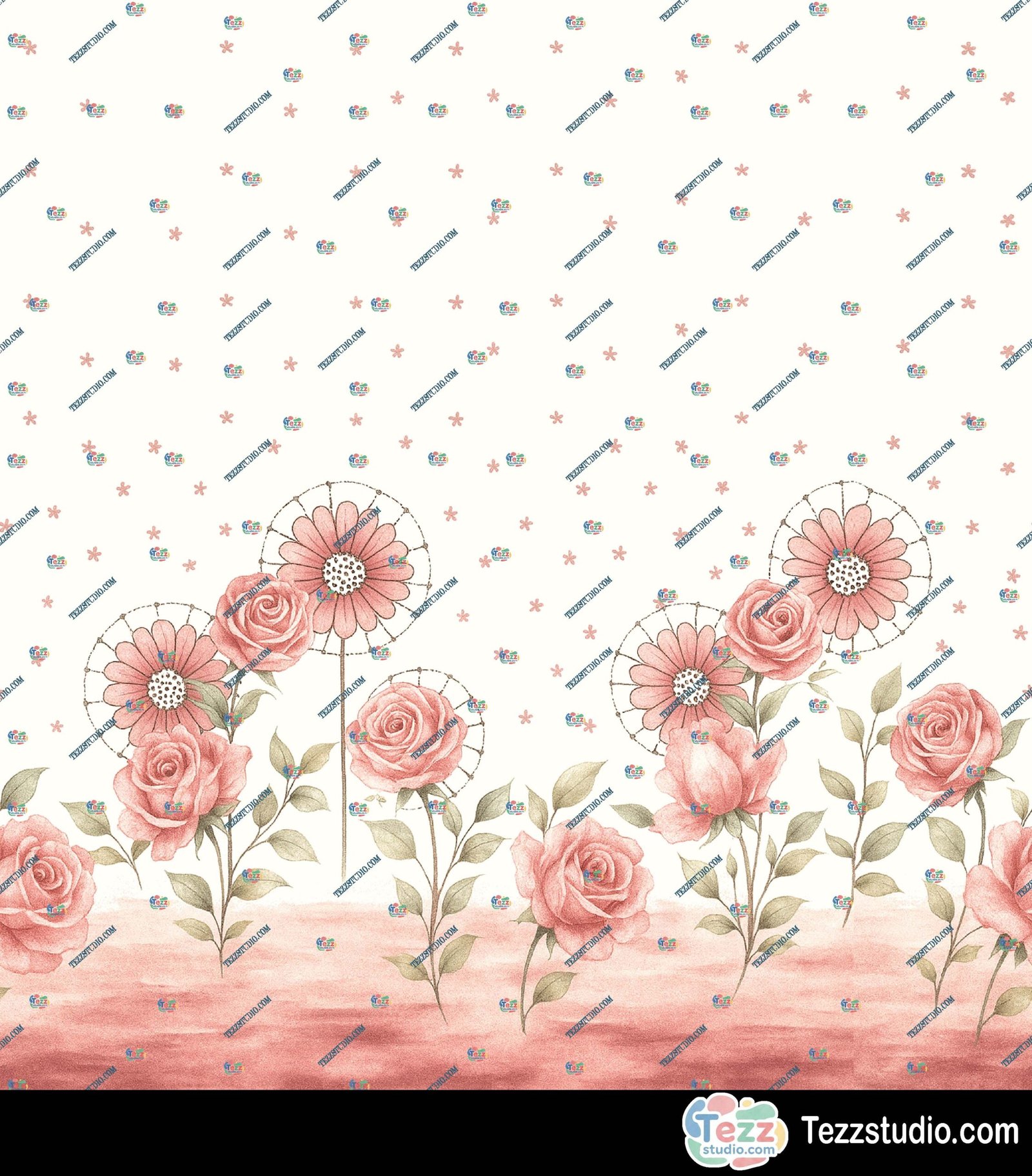 Elegant Pink Rose Watercolor Floral Border Design - Image 6