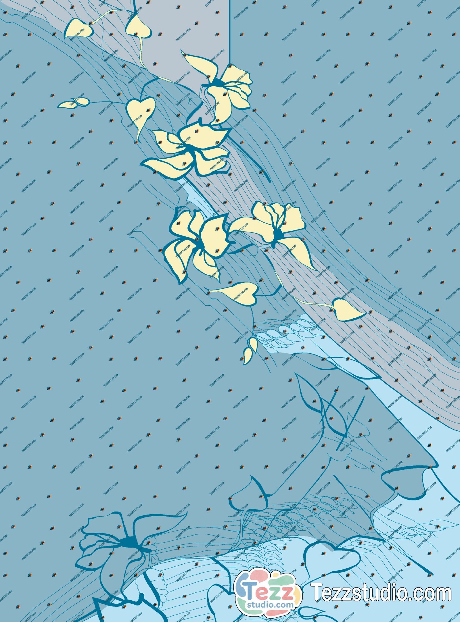 Elegant Floral Abstract Print Kurti Fabric – Pastel Flow Design - Image 6
