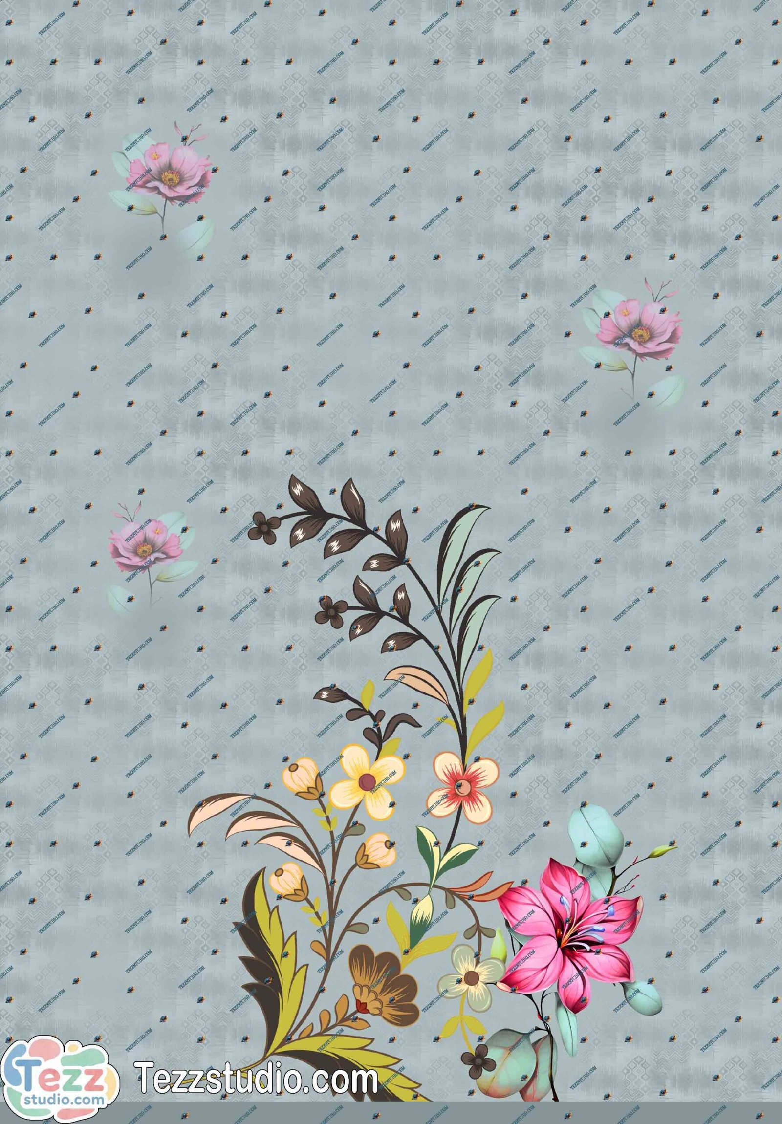 Elegant Pink Floral Allover Textile Pattern with Artistic Botanical Motifs - Image 6