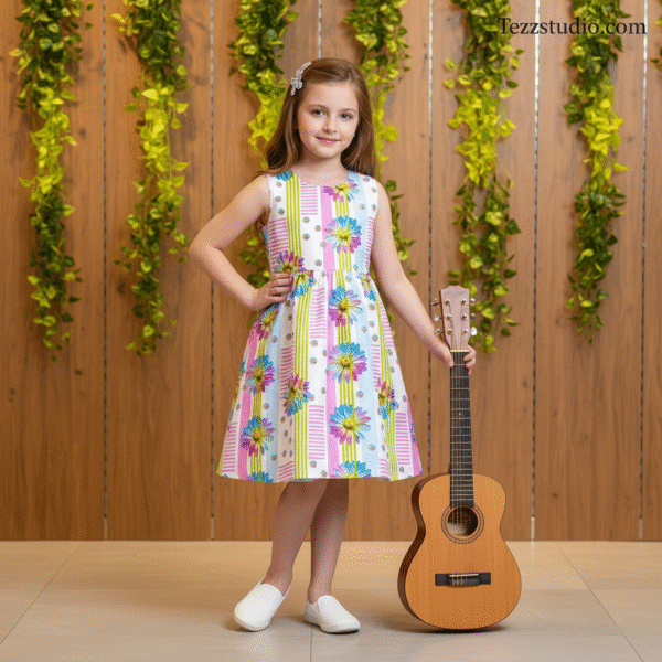 Flower Allover Pattern with Modern Geometric Background